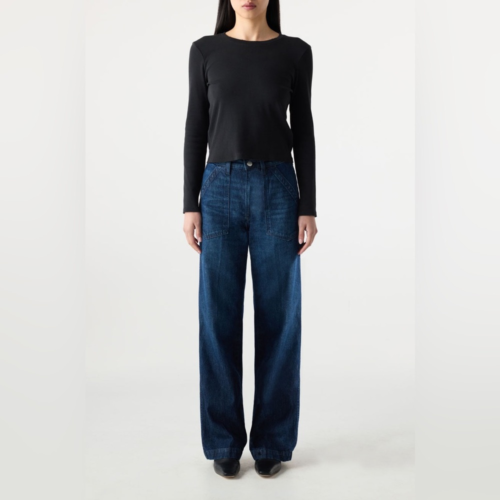 AMO JEANS Greta High-Rise Wide-Leg Denim Trousers Jeans 23 Heartthrob